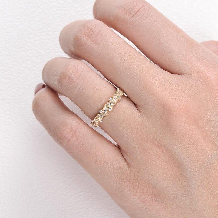 JBR Jeweler Lab Grown Wedding Ring Round Cut Lab Grown-CVD Diamond Floral Vintage Wedding Band Ring