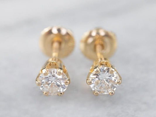 Round Cut Lab Grown Diamond Six Prongs Screw Back Earring - JBR Jeweler