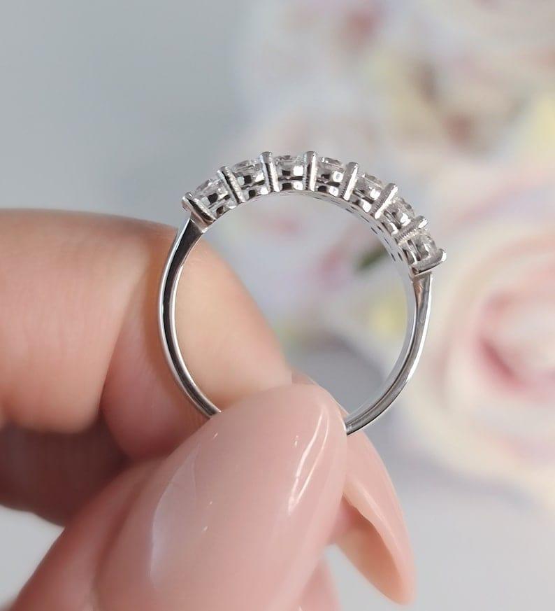 Round Cut Lab-Grown Diamond Two Row Wedding Band Ring - JBR Jeweler