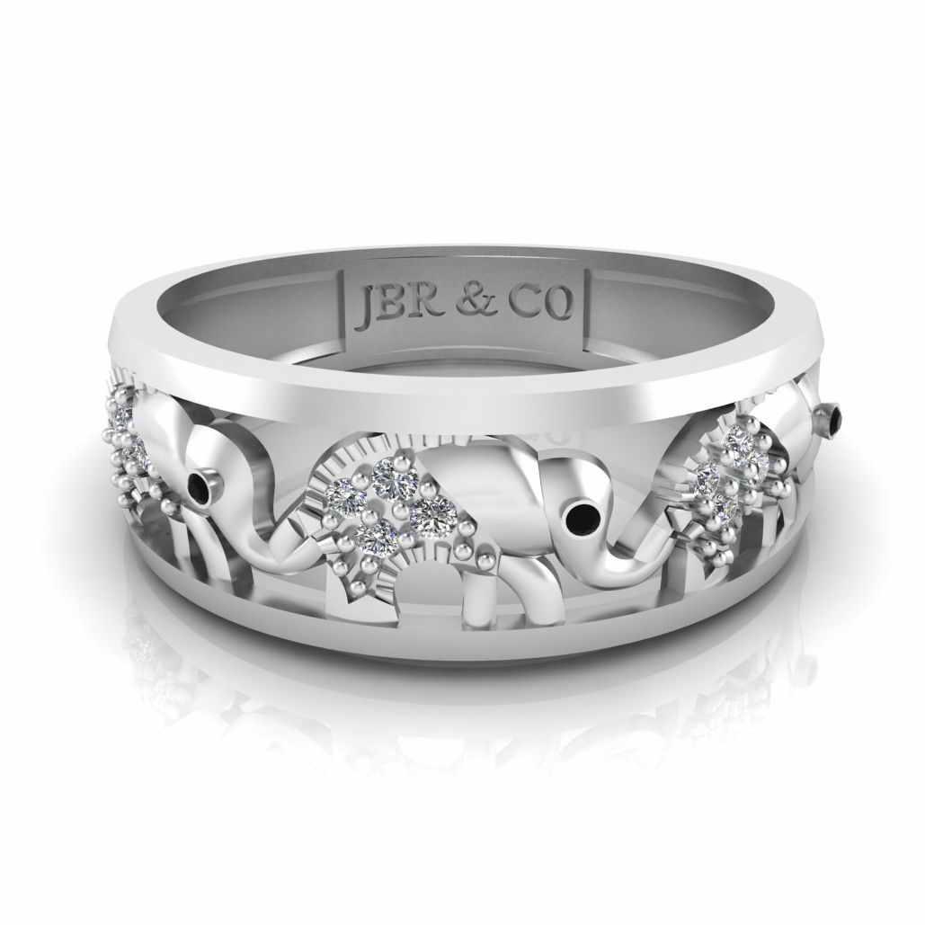 Round Cut Sterling Silver Good Luck Elephant Ring - JBR Jeweler