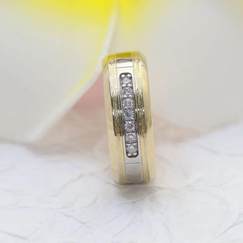 JBR Jeweler Lab Grown Wedding Ring Round Lab Grown-CVD Diamond Two Tone Wedding Band