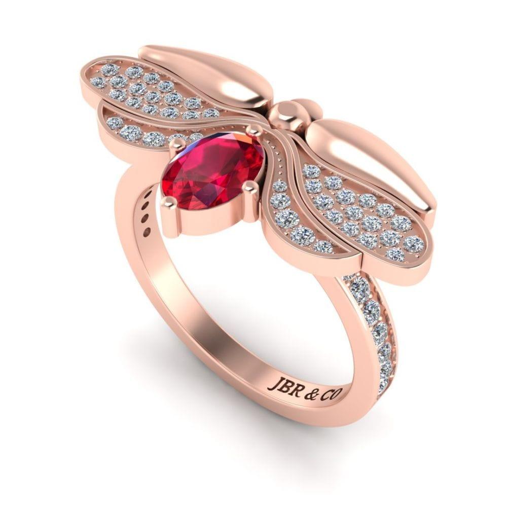 JBR Jeweler Silver Ring Ruby Butterfly Style Sterling Silver Ring