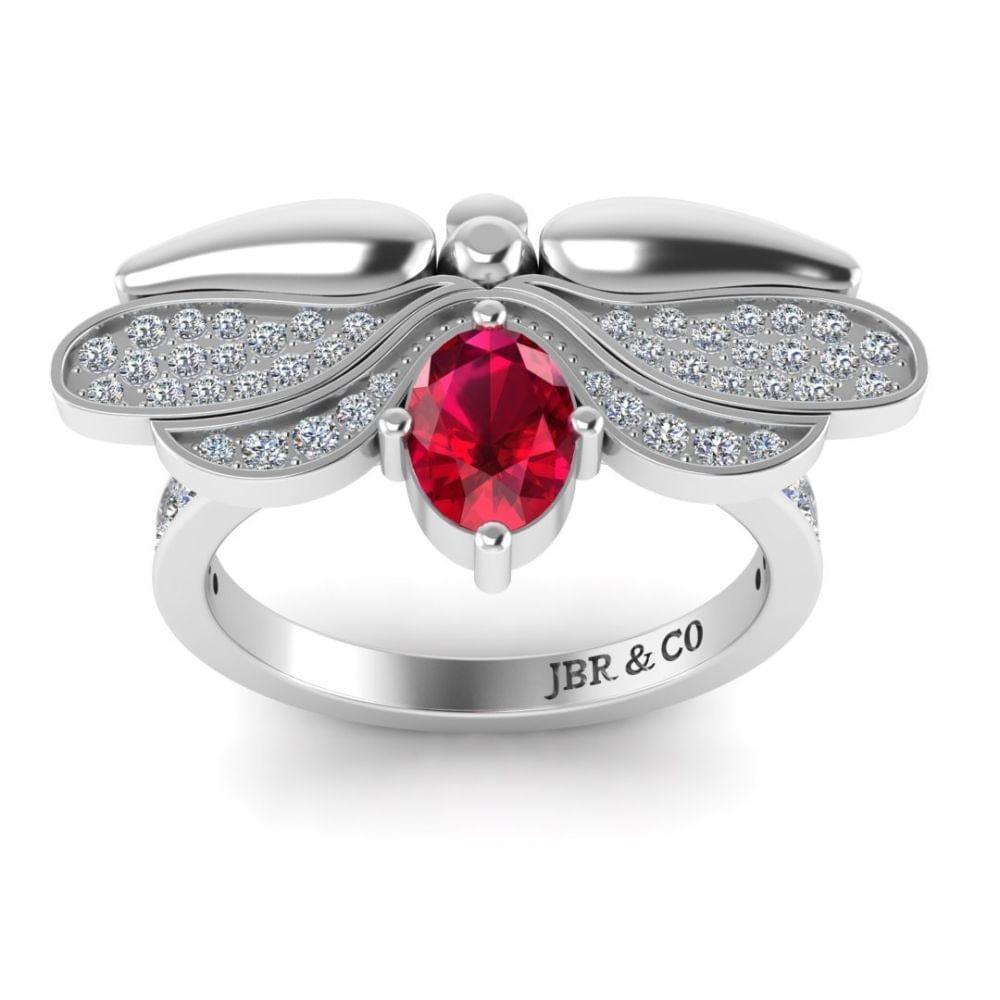 Ruby Butterfly Style Sterling Silver Ring - JBR Jeweler