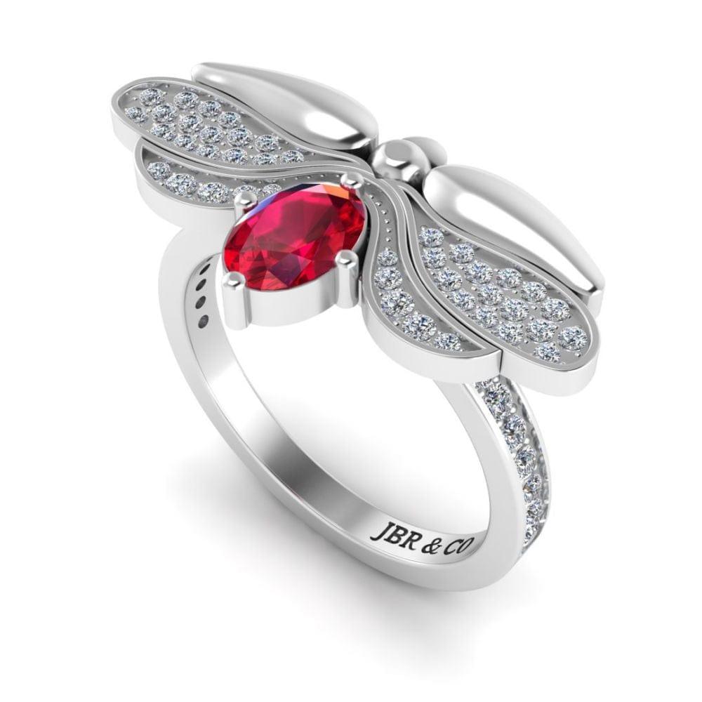 Ruby Butterfly Style Sterling Silver Ring - JBR Jeweler