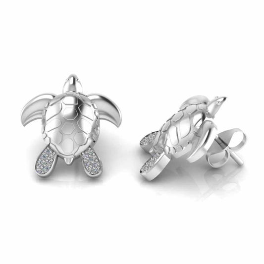Sea Turtle Posts Screw Back Earring In Sterling Silver - JBR Jeweler