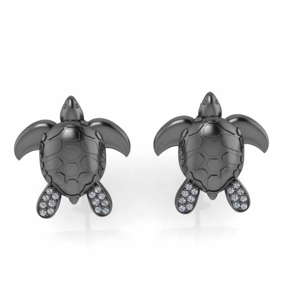 JBR Jeweler Silver Earring Sea Turtle Posts Screw Back Earring In Sterling Silver