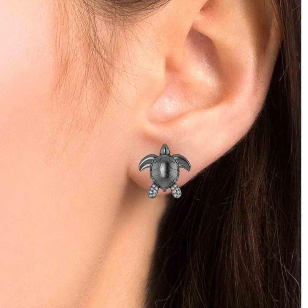 JBR Jeweler Silver Earring Sea Turtle Posts Screw Back Earring In Sterling Silver
