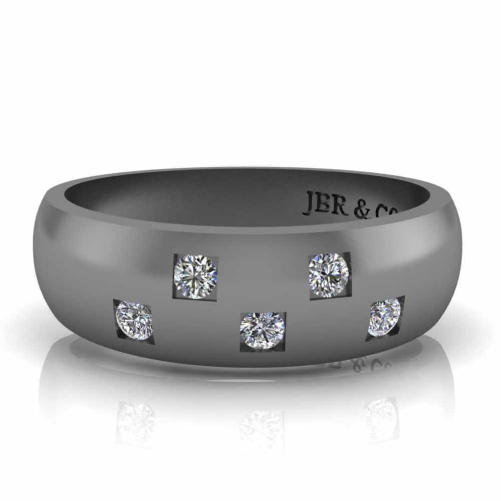 JBR Jeweler Silver Ring 3 / Silver Black Rhodium Plated Simple Design Round Cut Sterling Silver Men's Ring