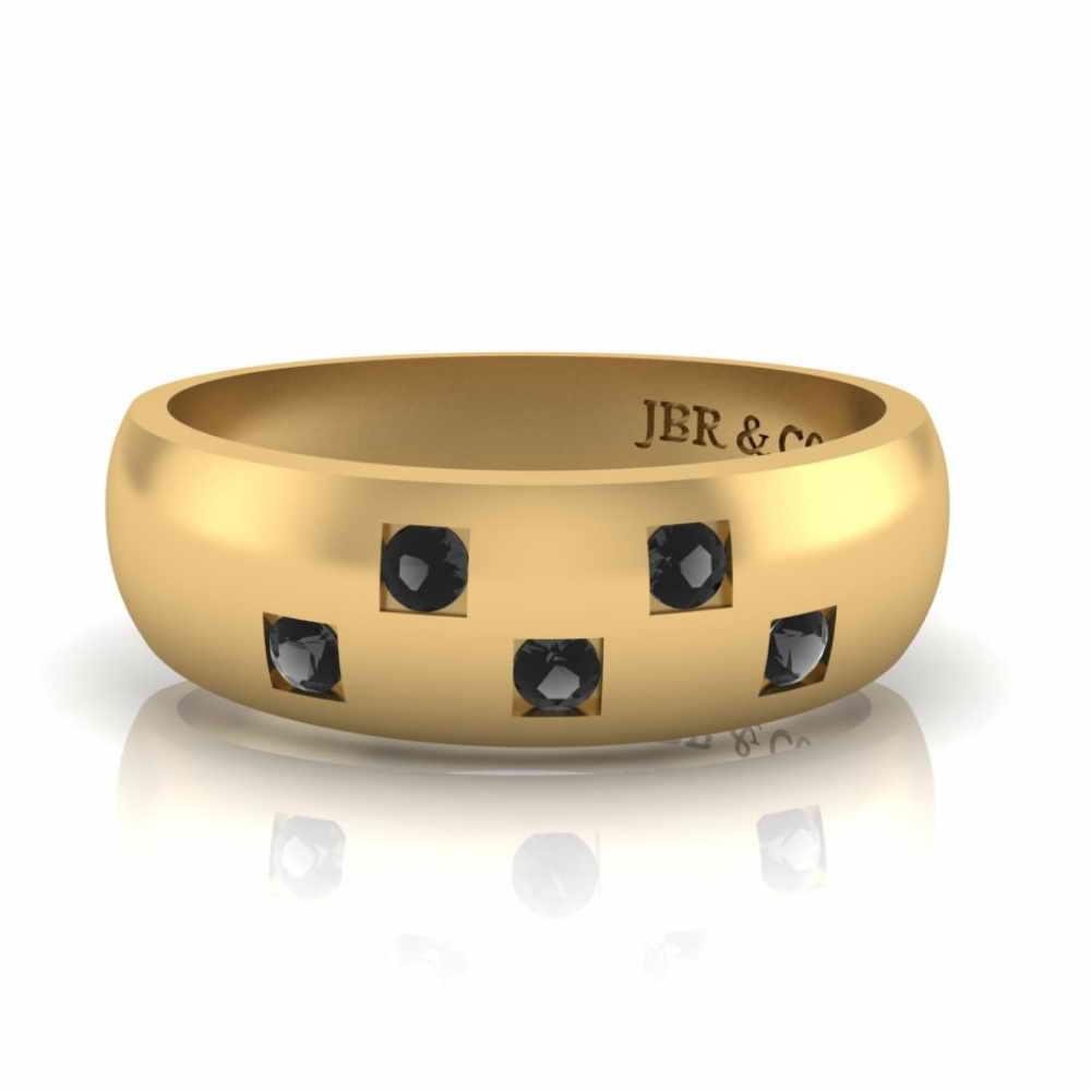 JBR Jeweler Silver Ring 3 / Silver Yellow Gold Plated Simple Design Round Cut Sterling Silver Men's Ring