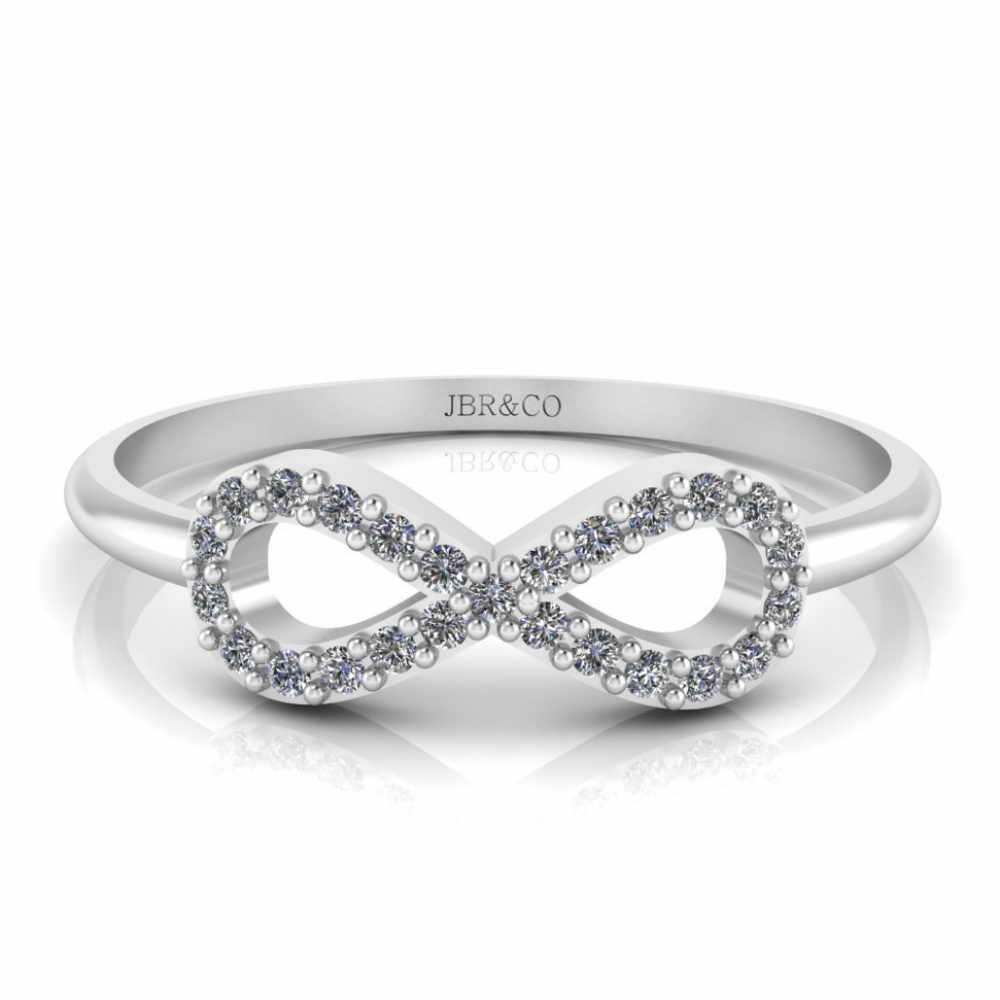 JBR Jeweler Silver Ring 3 / Silver Simple Diamond Infinity Ring in Sterling Silver
