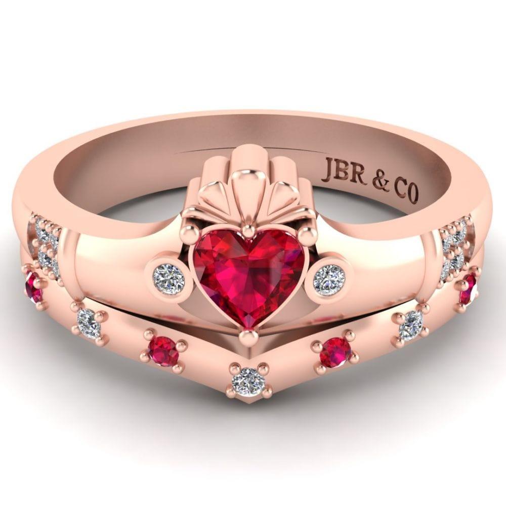 JBR Jeweler Silver Ring 3 / Silver Rose Gold Plated Simple Heart Cut Claddagh Sterling Silver Ring For Women