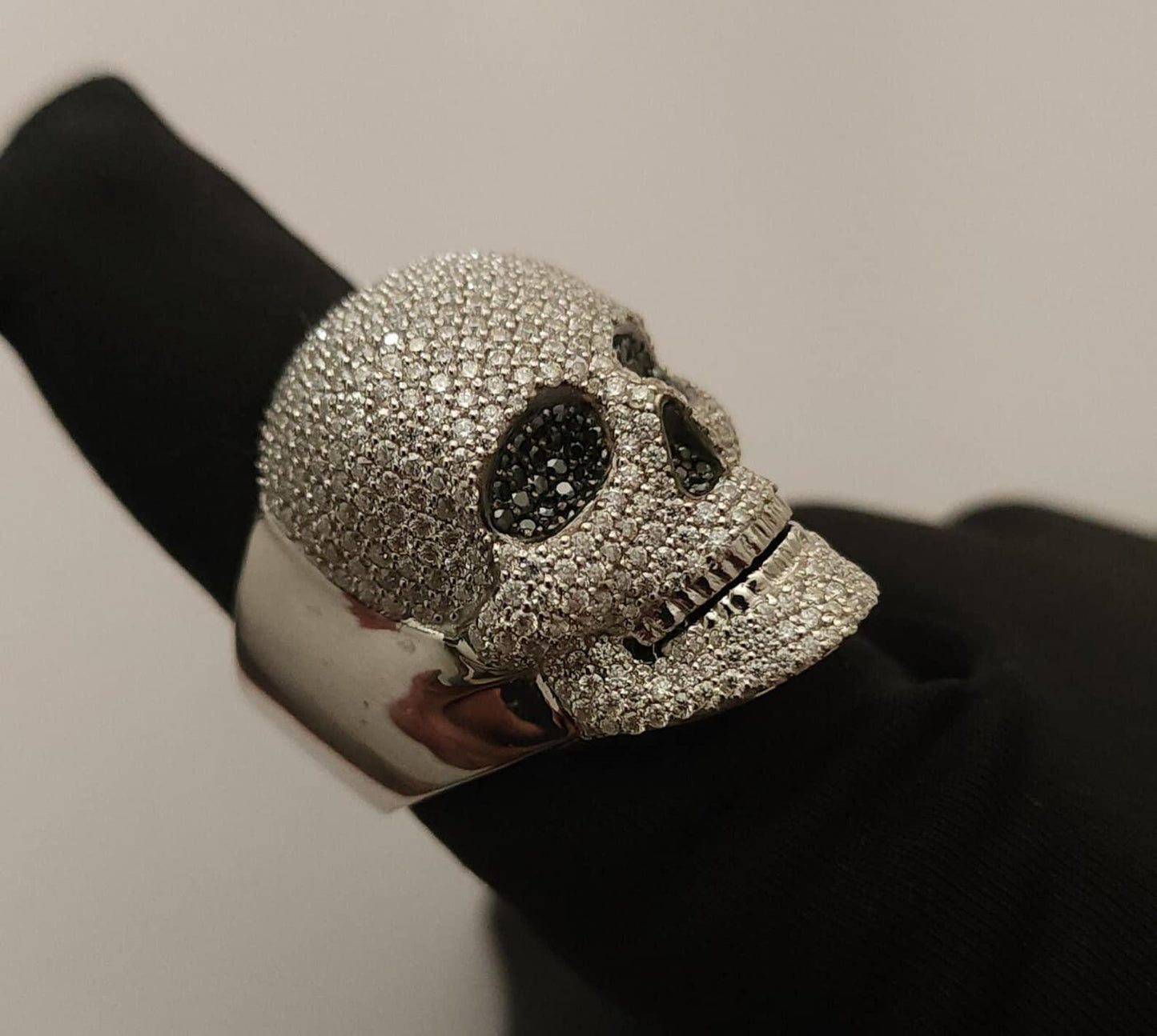 JBR JEWELER Iced Out Ring Skull  VVS Moissanite Iced Out Rapper Pinky Hip Hop Ring Men's S925 Silver Ring