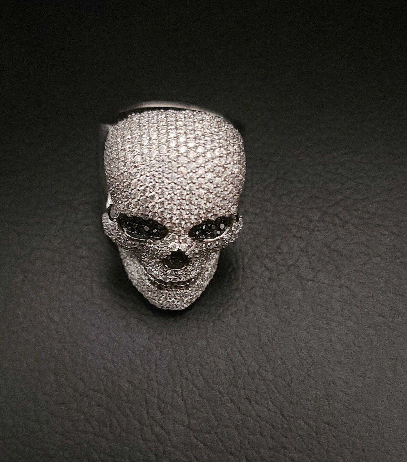 Skull VVS Moissanite Iced Out Rapper Pinky Hip Hop Ring Men's S925 Silver Ring - JBR Jeweler