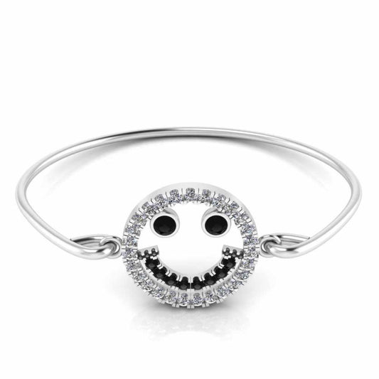 Smiley Face Delicate Sterling Silver Bangle Bracelets - JBR Jeweler