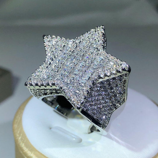 Star shaped Moissanite diamond rapper stylish hip hop men's & Women Unisex Ring - JBR Jeweler
