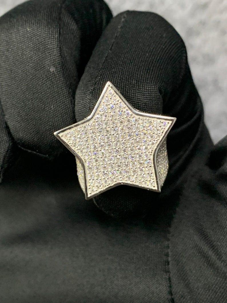 Star shaped Moissanite diamond rapper stylish hip hop ring for men's and women - JBR Jeweler
