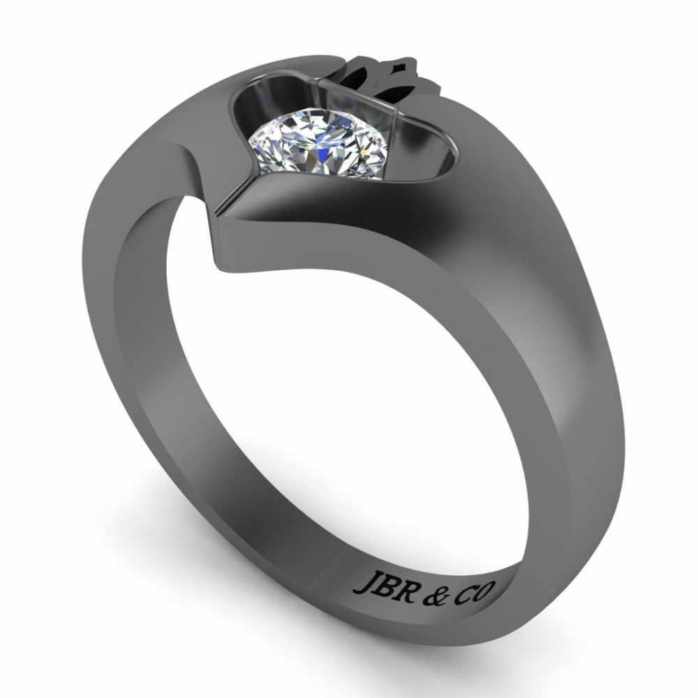 Sterling Silver Simulants Ladies Modern Claddagh Ring - JBR Jeweler