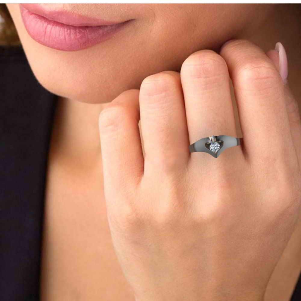 Sterling Silver Simulants Ladies Modern Claddagh Ring - JBR Jeweler