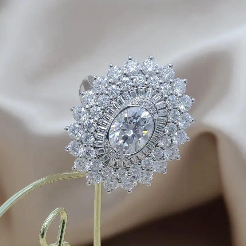 Sunburst Halo Style Oval Cut Lab Grown-CVD Diamond Engagement Ring - JBR Jeweler