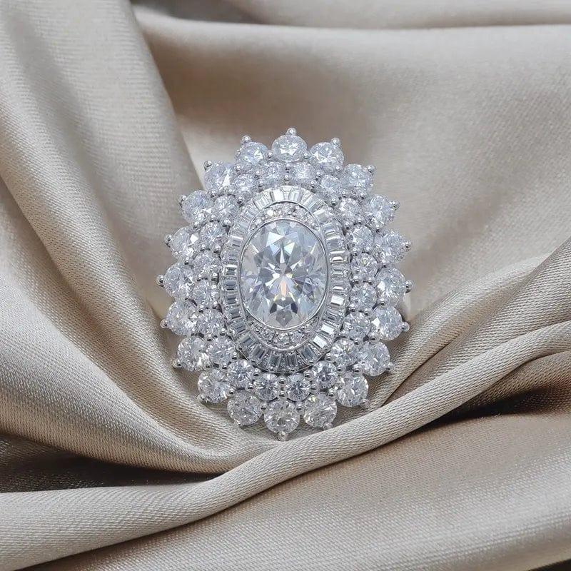JBR Jeweler Lab Grown Engagement Ring Sunburst Halo Style Oval Cut Lab Grown-CVD Diamond Engagement Ring