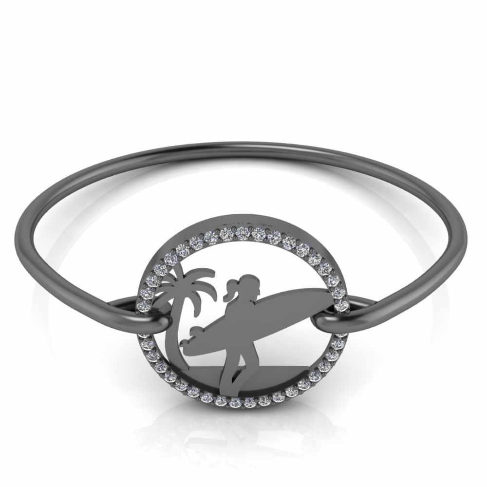 Surfboard Beach Style Sterling Silver Bangle Bracelets - JBR Jeweler