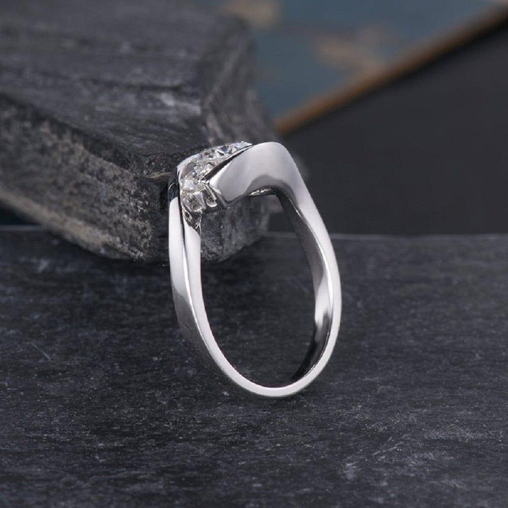 Three Stone Round Cut White Gold Wedding Anniversary Moissanite Engagement Ring - JBR Jeweler