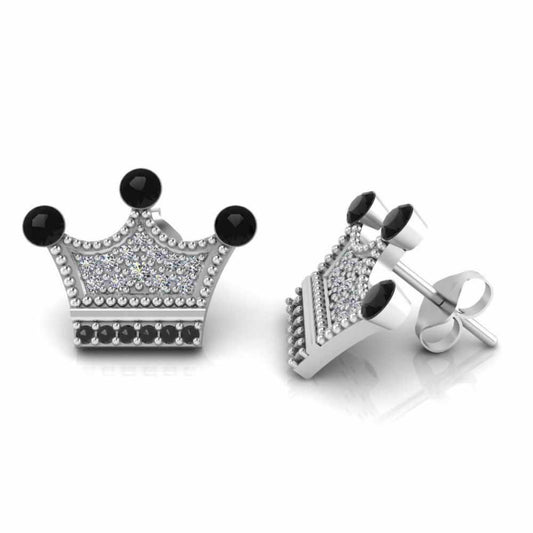 JBR Jeweler Silver Earring 0 / Silver Tiny Crown Post Sterling Silver Stud Earrings