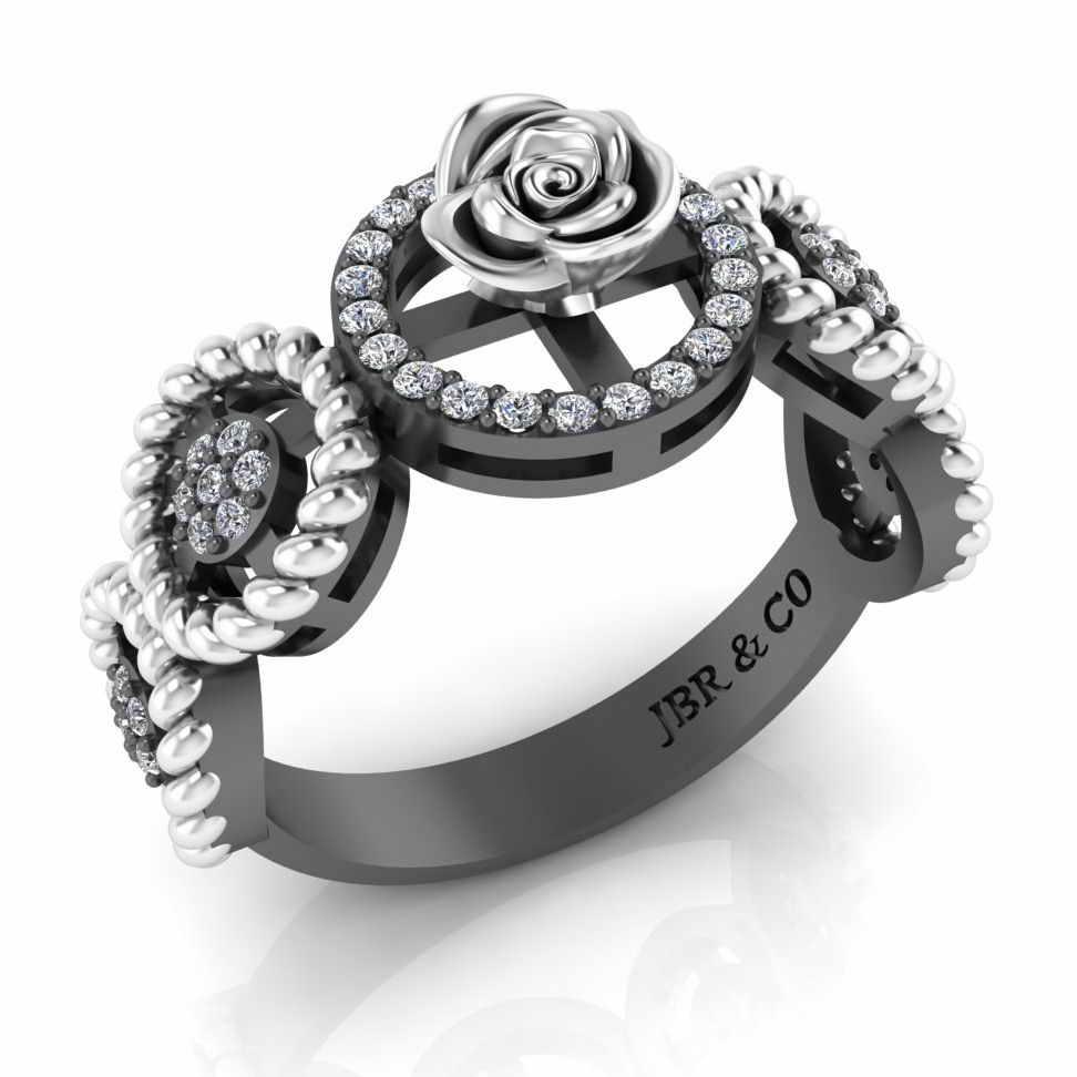 Twisted Rope Style Two Tone Rose Sterling Silver Ring - JBR Jeweler