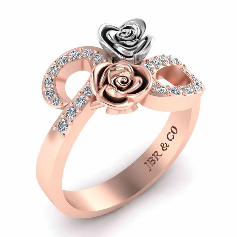 Two Tone Bypass Rose Sterling Silver Ring - JBR Jeweler