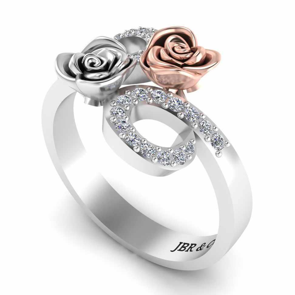 JBR Jeweler Silver Ring Two Tone Bypass Rose Sterling Silver Ring