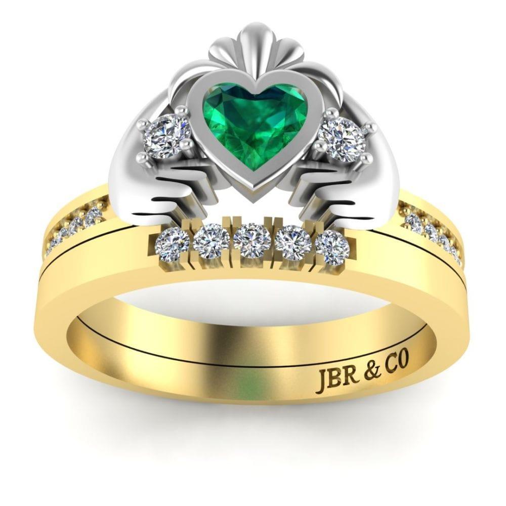Two Tone Channel Set Claddagh Ring for Women - JBR Jeweler