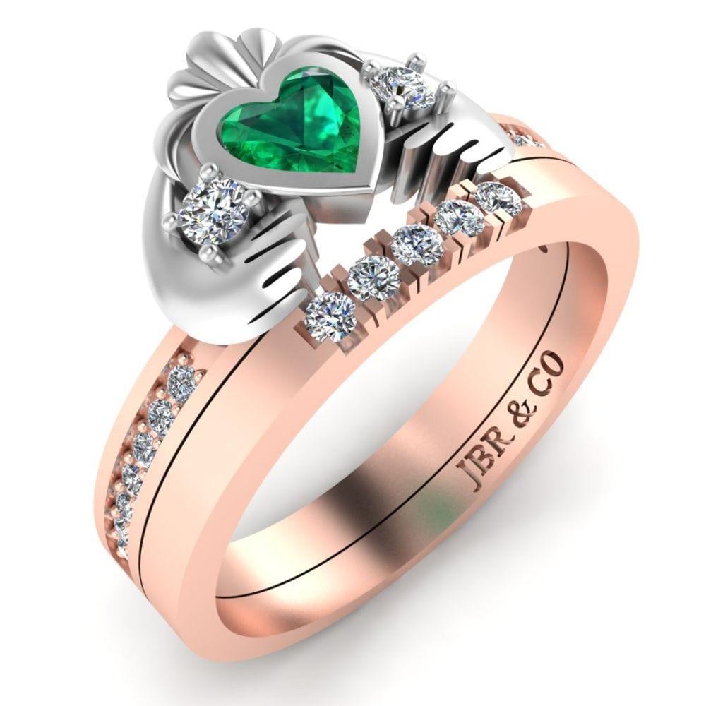 Two Tone Channel Set Claddagh Ring for Women - JBR Jeweler