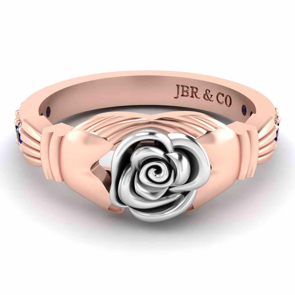 Two Tone Claddagh Rose Ring In Sterling Silver - JBR Jeweler