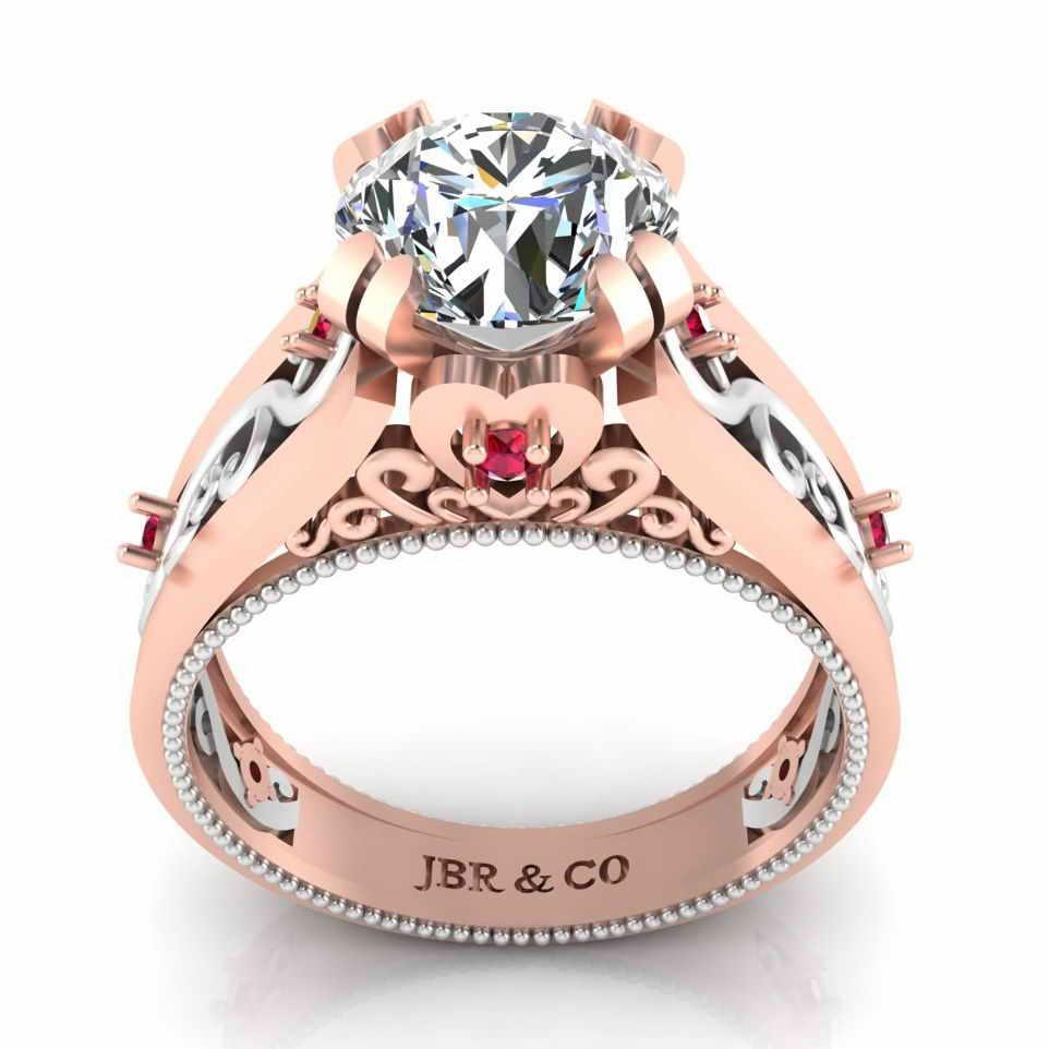 Two Tone Filigree Sterling Silver Solitaire Ring - JBR Jeweler