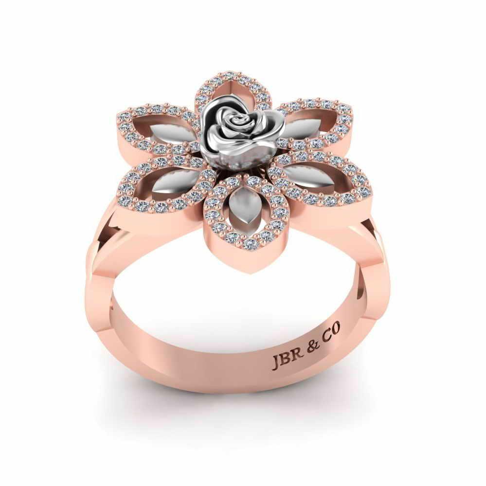 Two Tone Floral Style Rose Ring In Sterling Silver - JBR Jeweler