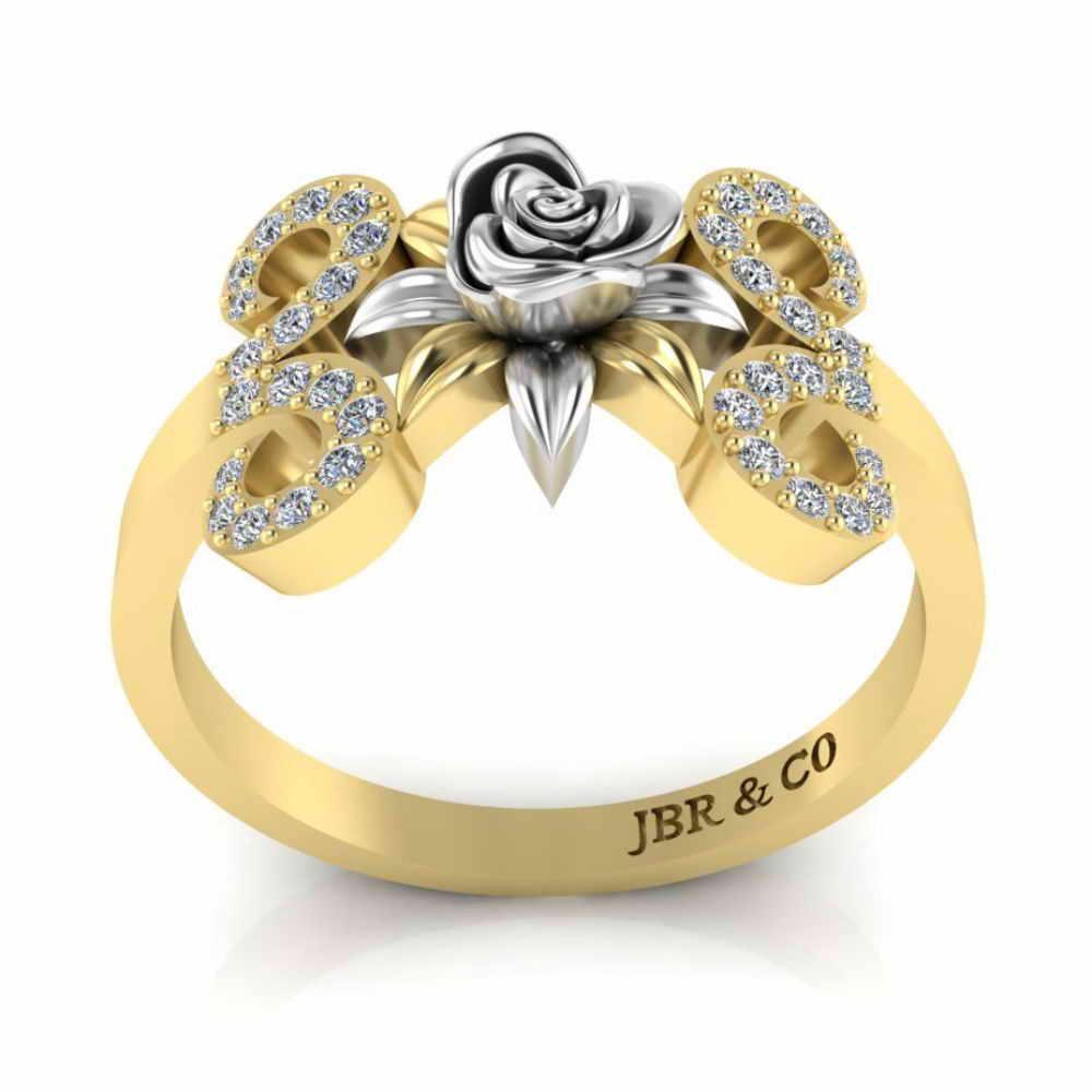 Two Tone Floral Style Sterling Silver Rose Ring - JBR Jeweler