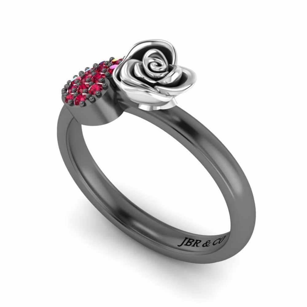 Two Tone Heart Ruby Rose Ring In Sterling Silver - JBR Jeweler