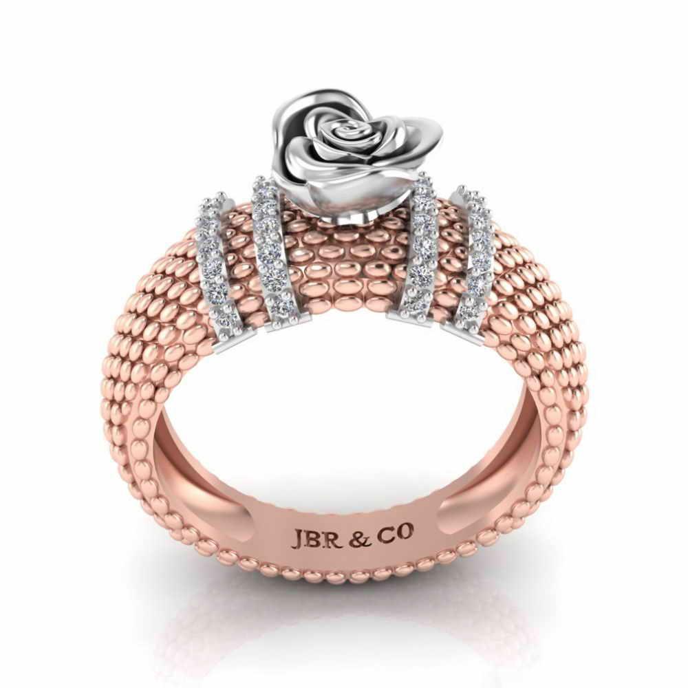 Two Tone Heartily Beads Rose Ring In Sterling Silver - JBR Jeweler