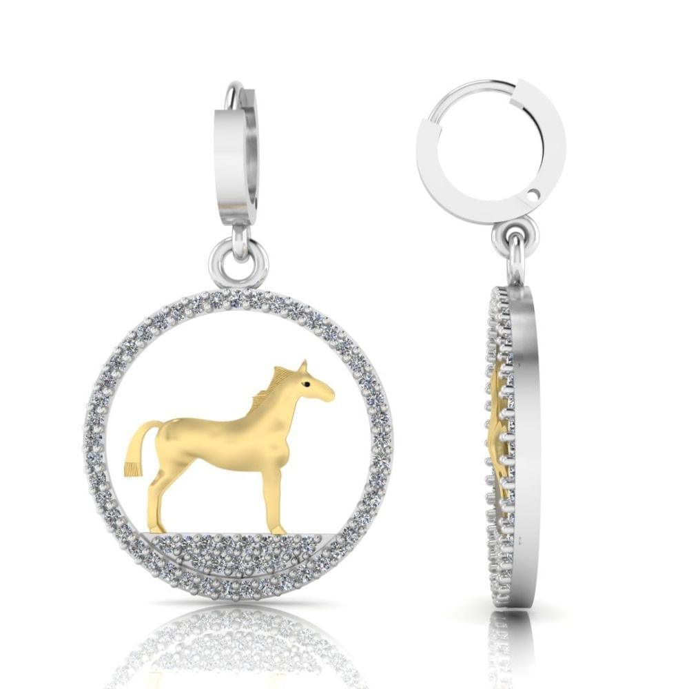 Two Tone Horse Animal Sterling Silver Earrings - JBR Jeweler