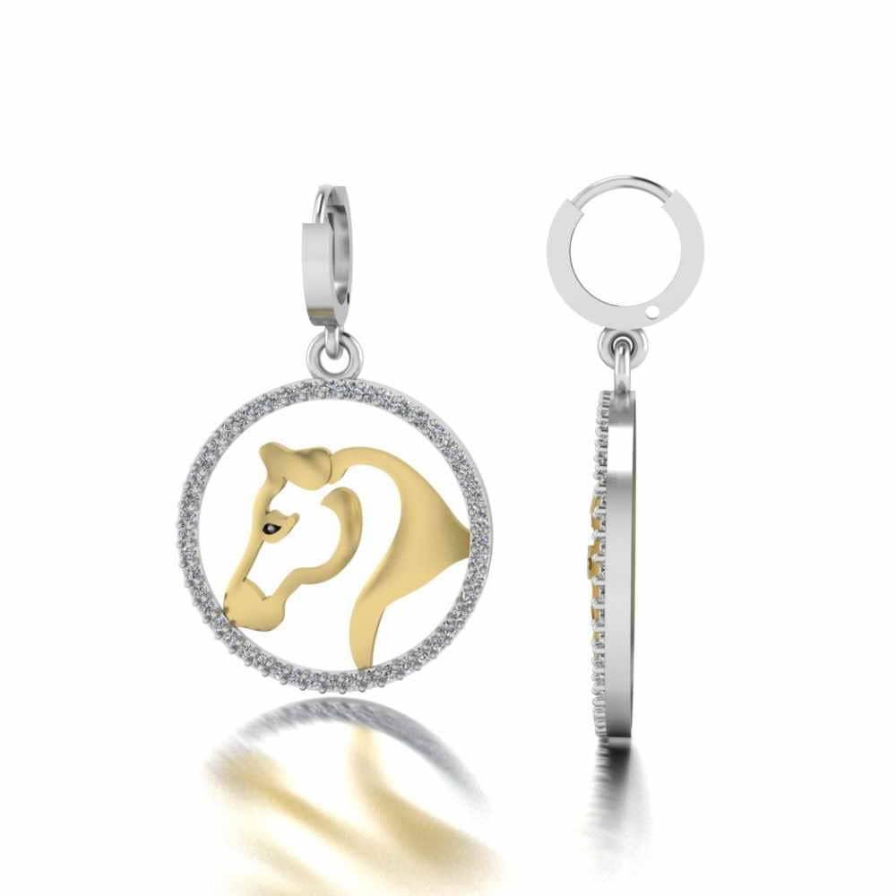 Two Tone Lucky Horseshoe Sterling Silver Animal Earrings - JBR Jeweler