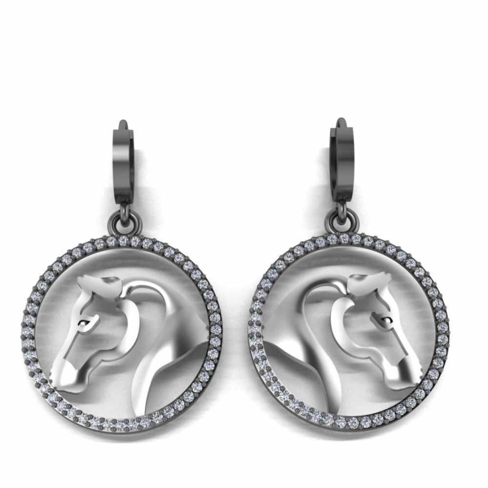 JBR Jeweler Silver Earring Two Tone Lucky Horseshoe Sterling Silver Animal Earrings