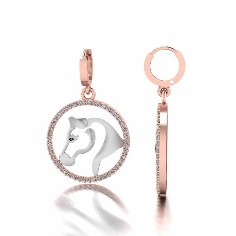 Two Tone Lucky Horseshoe Sterling Silver Animal Earrings - JBR Jeweler