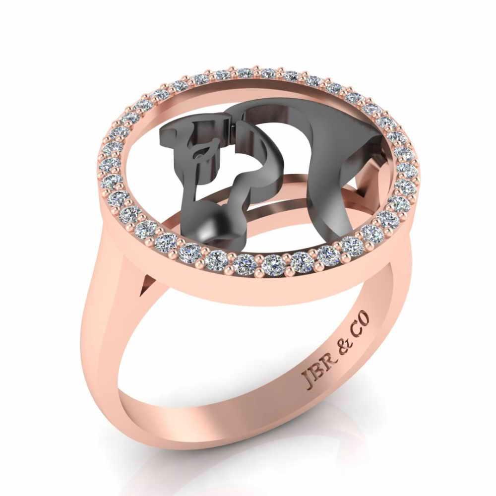 Two Tone Lucky Horseshoe Sterling Silver Animal Ring - JBR Jeweler