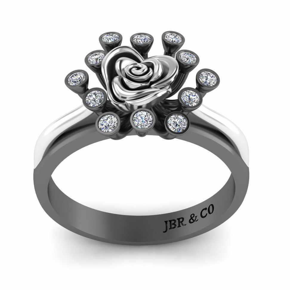 JBR Jeweler Silver Ring Two Tone Round Cut Sterling Silver Rose ring