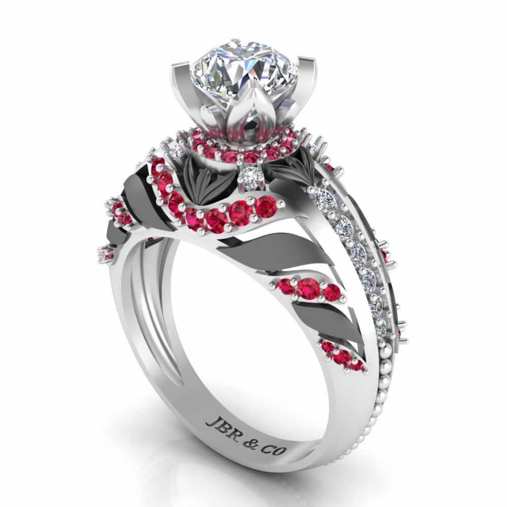 Two Tone Solitaire Sterling Silver Engagement Ring - JBR Jeweler
