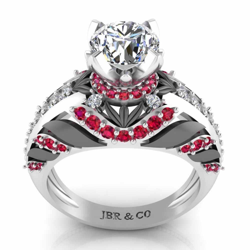 Two Tone Solitaire Sterling Silver Engagement Ring - JBR Jeweler