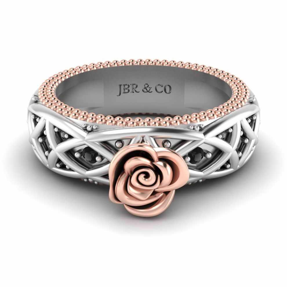 Two Tone Twist Rope Design Rose Ring In Sterling Silver - JBR Jeweler