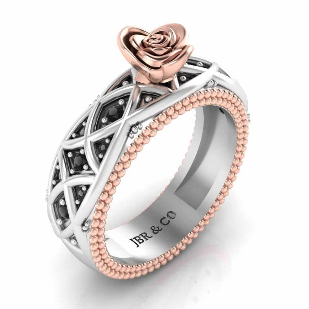 Two Tone Twist Rope Design Rose Ring In Sterling Silver - JBR Jeweler