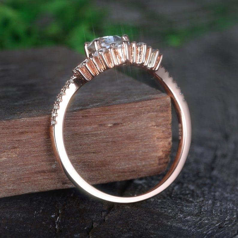 Unique 1.00CT Pear Cut Rose Gold Women Promise Moissanite Engagement Ring - JBR Jeweler