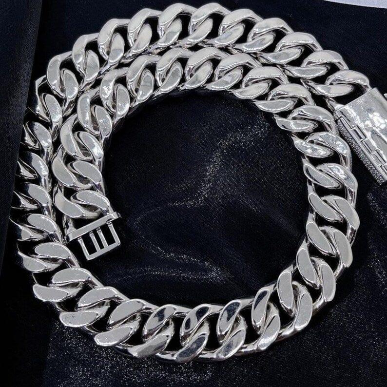 Unique Hip Hop 19 mm Moissanite Diamonds Miami Bezel Pear Cut Men's Cuban Chain - JBR Jeweler